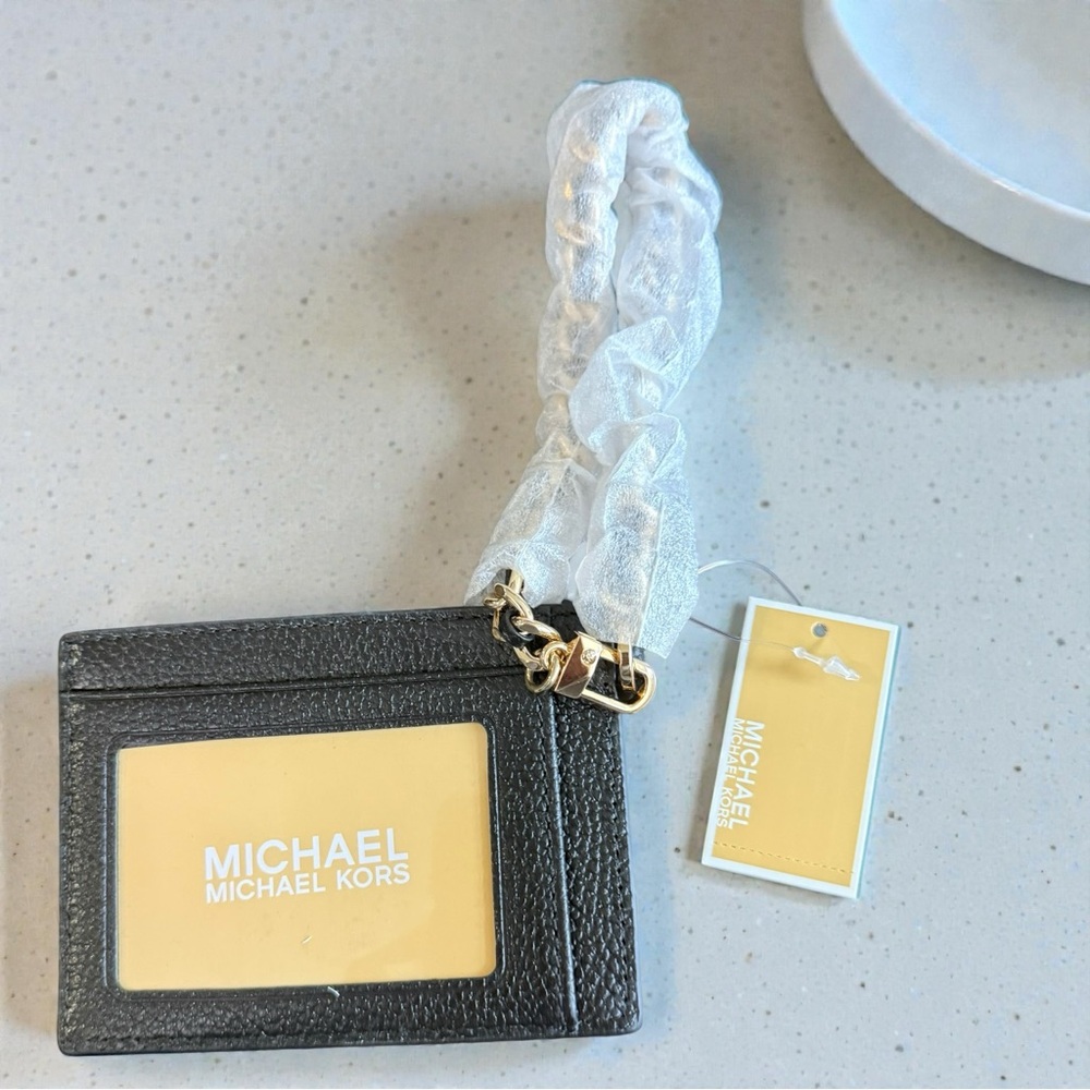 NWT Michael Kors Pebbled Leather Jet Set Charm Black Card Holder Unisex - Picture 5 of 5